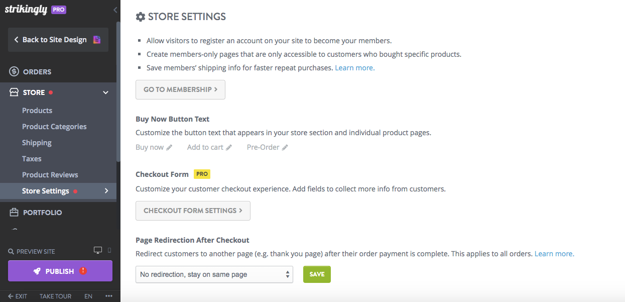 trikingly editor screenshot showing how to customize the checkout experience trikingly editor screenshot showing how to customize the checkout experience